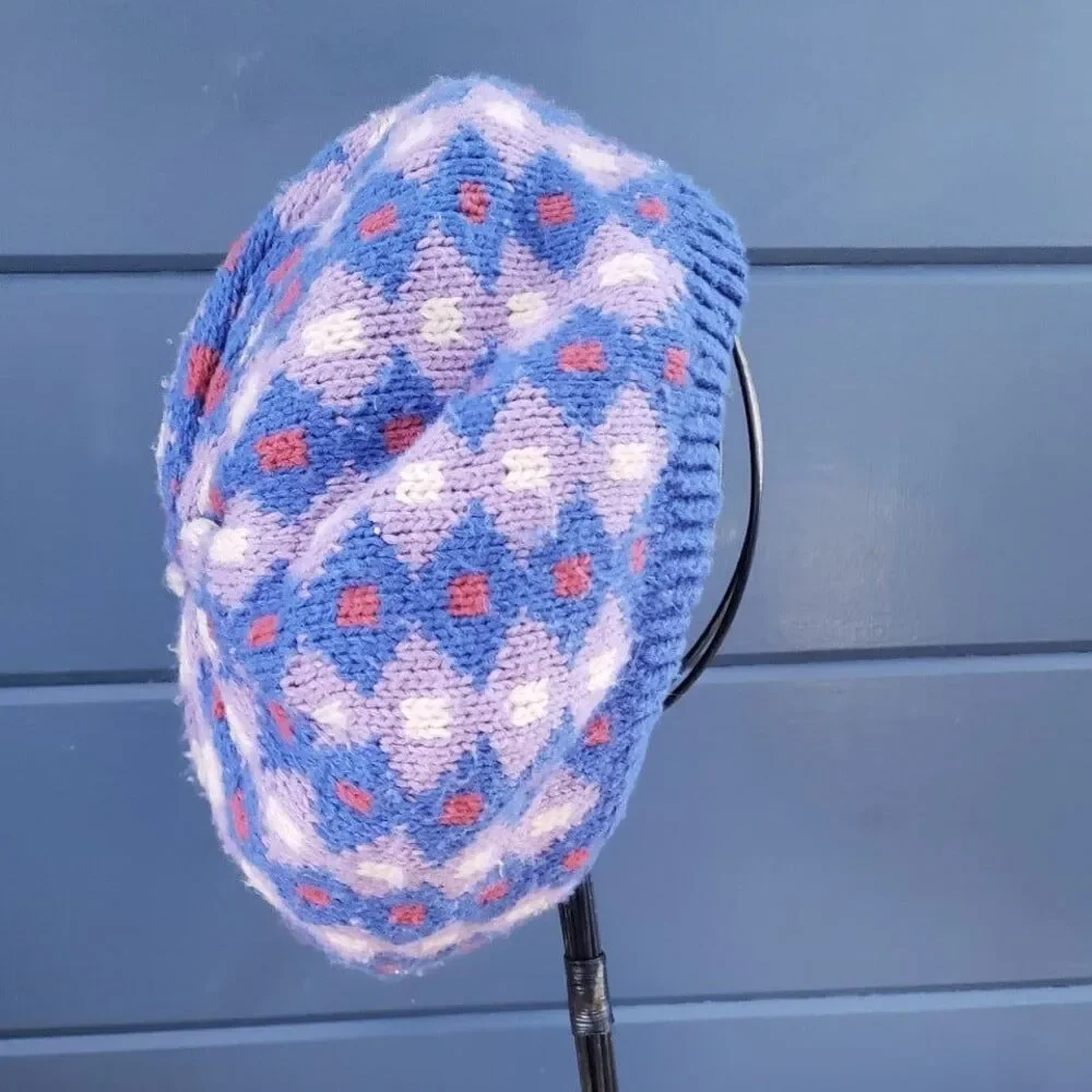 80s Blue and Purple Beret‎ - Picture 3 of 4